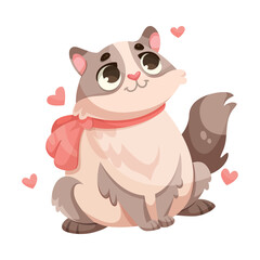 Cute Cat with Pretty Snout in Love with Heart Vector Illustration