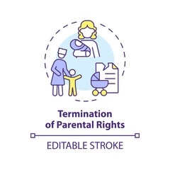 Parental rights termination multi color concept icon. Ending of child custody. Legal document. Kid protection. Round shape line illustration. Abstract idea. Graphic design. Easy to use