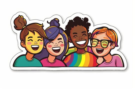 LGBTQ Sticker artsy design. Rainbow companionable sticker motive merry sticker diversity Flag illustration. Colored lgbt parade demonstration representation. Gender speech and rights entertainment