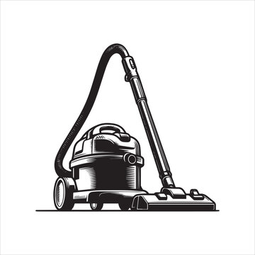 recommend clip art: Silhouette of a vacuum cleaner isolated on white background