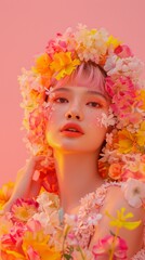 Naklejka premium A woman with flowers in her hair
