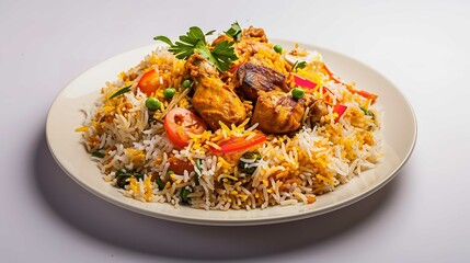 Chicken Biryani - Icon on White Background 8K
