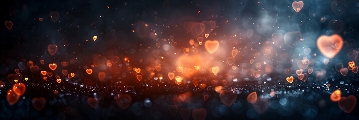 Glowing Hearts - Romantic and Magical Love Concept red heart on blurry background, bokeh, bokeh background, romantic, Valentine's day, depth of field, heart-shaped  background  