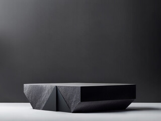 Black, dark and gray geometric Stone and Rock shape background, minimalist mockup for podium display showcase,