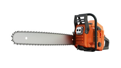 Vintage chainsaw isolated on transparent background. 3D illustration