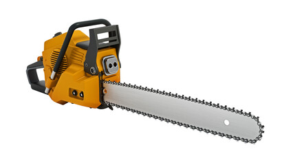 Vintage chainsaw isolated on transparent background. 3D illustration