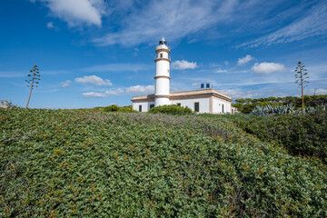 Fototapeta na wymiar Cape Salines lighthouse, Santanyi, Mallorca, Spain