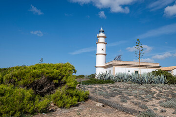 Fototapeta na wymiar Cape Salines lighthouse, Santanyi, Mallorca, Spain