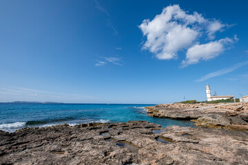 Cape Salines lighthouse, Santanyi, Mallorca, Spain