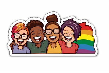 LGBTQ Sticker genderqueer love design. Rainbow enlightened motive resourceful diversity Flag illustration. Colored lgbt parade demonstration pride boulevard. Gender speech and rights light sky blue