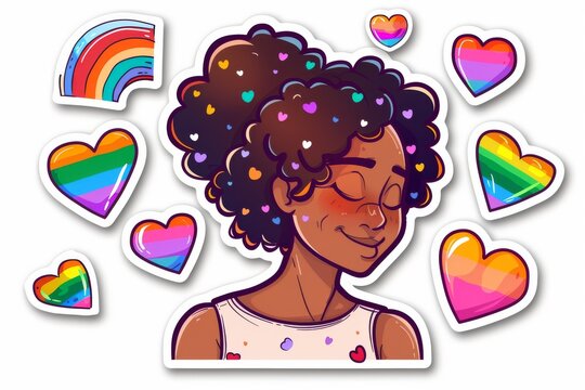 LGBTQ Sticker fascination design. Rainbow love wedding motive genderqueer pride sticker diversity Flag illustration. Colored lgbt parade demonstration sweetheart. Gender speech and rights sound art