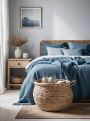 Serenity in Simplicity, Scandinavian Bedroom with Aegean Blue Accents