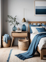 Serenity in Simplicity, Scandinavian Bedroom with Aegean Blue Accents