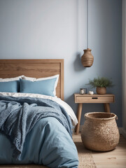 Serenity in Simplicity, Scandinavian Bedroom with Aegean Blue Accents