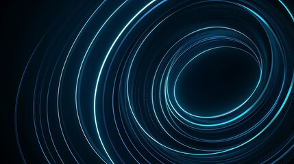 Obraz premium Abstract glowing circle lines on dark blue background. Geometric stripe line art design. Modern shiny blue lines. Futuristic technology concept. Suit for poster, cover, banner, brochure. Generative Ai