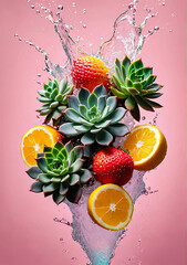 fruit and water splashes