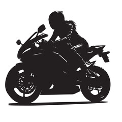 Urban Rider: Black and White Motorcycle Silhouette"