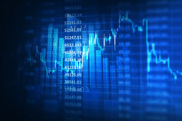 Stock market trading graph chart. 3d illustration..