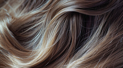 Naklejka premium Close-up of a womans face as her hair flows freely in the wind, showcasing hair care and style