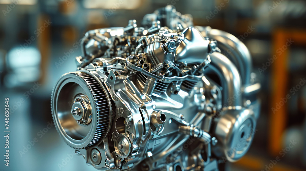 Aufkleber close up view of a modern automobile engine showcasing intricate design and advanced technology used