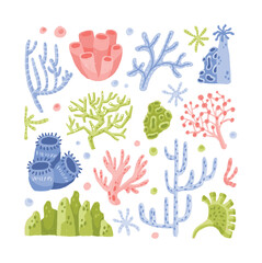 This is Under The Sea clipart set contains coral reef high-quality (300dpi), gouache style png. Suitable for art print, t-shirts, packaging, phone cases, brand kit, etc