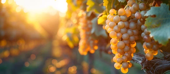 Foto op Plexiglas a bunch of grapes on a vine © TONSTOCK