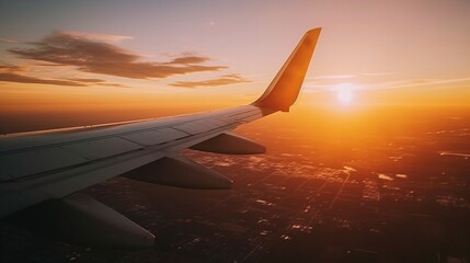 A Sunset View From a Plane Focusing on the Golden Hour