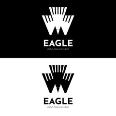 Eagle with wings in W and M shape initial logo design icon
