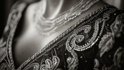 Obraz premium A bridal wedding dress made of silk lace.