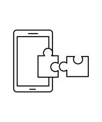 mobile with puzzle icon, vector best line icon.