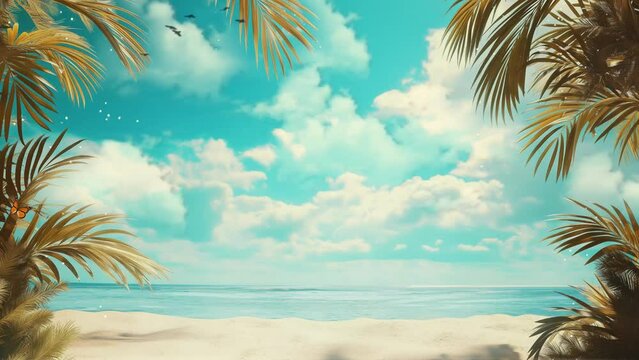 nature background on sunny bright day. summer background with frame nature of tropical beach. seamless looping overlay 4k virtual video animation background 