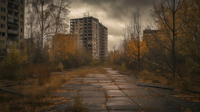 Fototapeta Abandoned City Where No People Lives