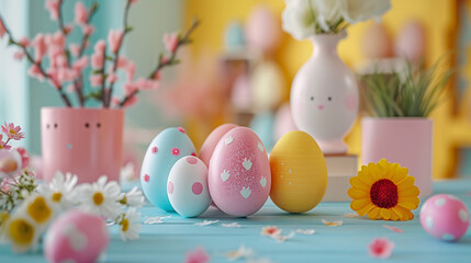 Fototapeta na wymiar a group of decorated eggs