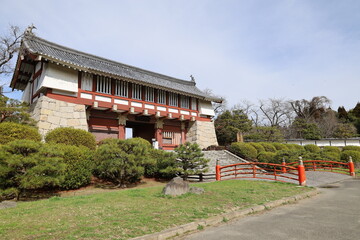 A Japanese castle : a scene of the entrance gate to Fushimi-jou Castle in Kyoto 日本のお城：京都にある伏見城の入り口門