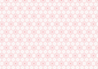 日本の伝統紋様 籠目のシームレスパターン 赤