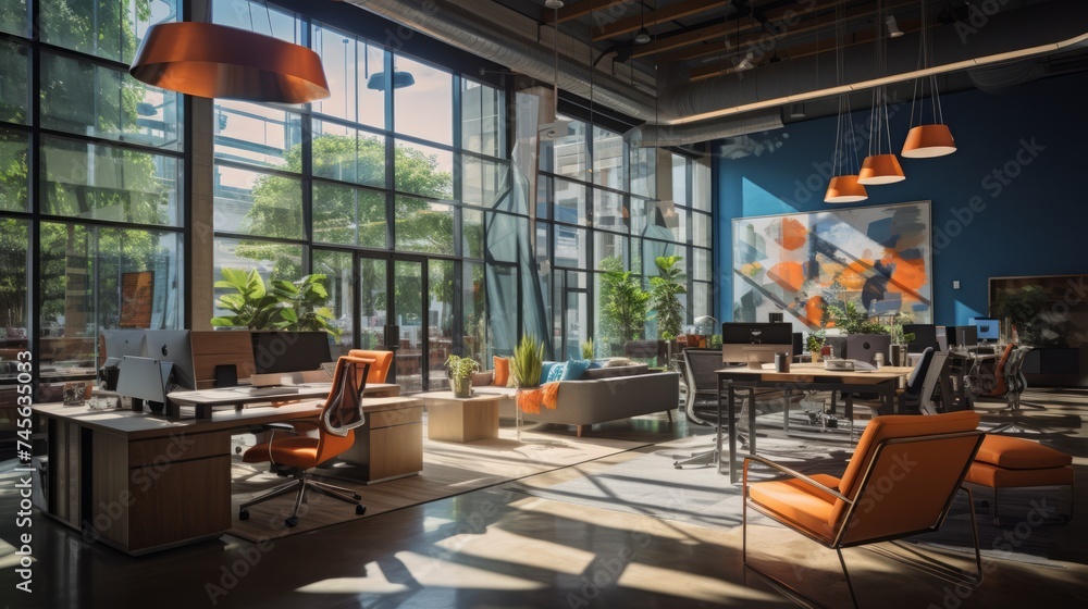Poster generative ai open office space for work