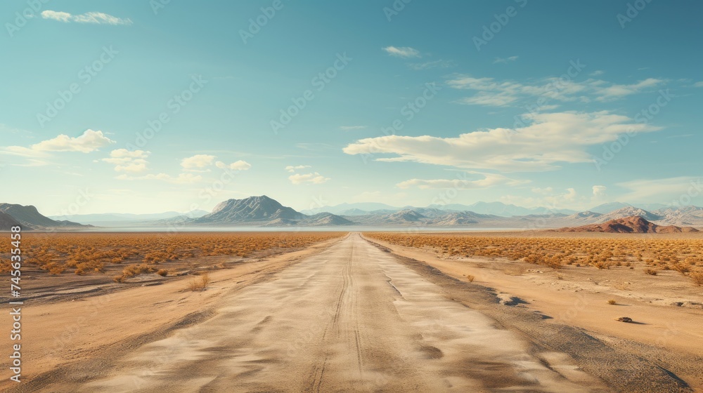 Poster generative ai empty desert road stretch