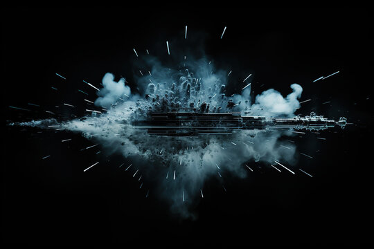 Abstract image of a flying bullet in the smoke. Generated by artificial intelligence