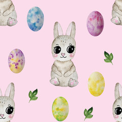 Easter bunny seamless pattern on a white background