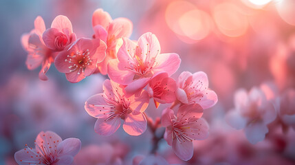 Blooming cherry blossoms or Sakura flower in the spring season.