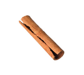 One aromatic cinnamon stick isolated on white