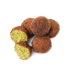 Delicious falafel balls isolated on white, top view