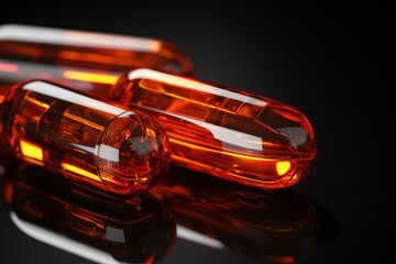 Close up 3d rendered image of medical capsule in macro style for pharmaceutical industry concept