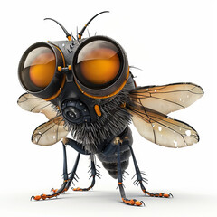 3d fly character on white background 