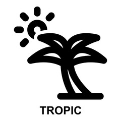 tropic, tropical, summer, coconut, tree, palm, sunny, nature outline icon for web mobile app presentation printing