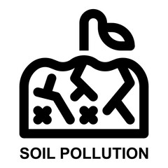soil pollution, pollution, soil, arid, ecology, environment outline icon for web mobile app presentation printing