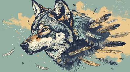 Wolf with Wings Illustration