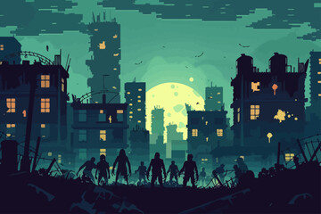 Silhouette Zombies in the City