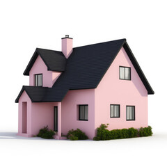 Fototapeta na wymiar Architectural Elegance: 3D House Model on Solid White Backgroun