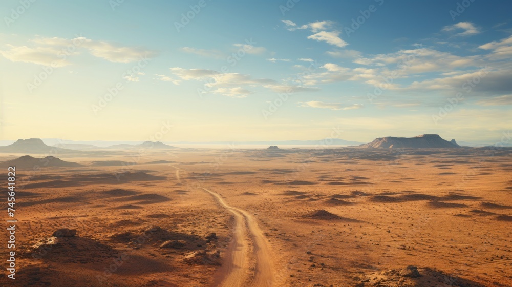 Poster Generative AI Remote Desert Highway from Above